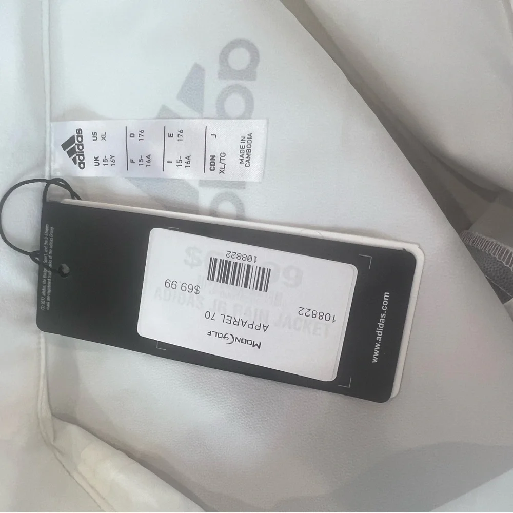 Adidas White and Gray Jacket Kid’s XL NWT